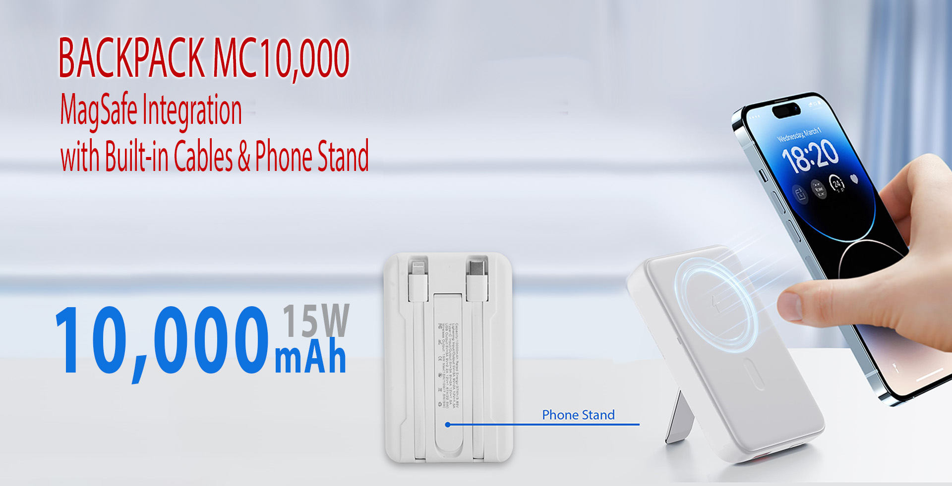 10000 mAh Wireless/Wired Power Bank