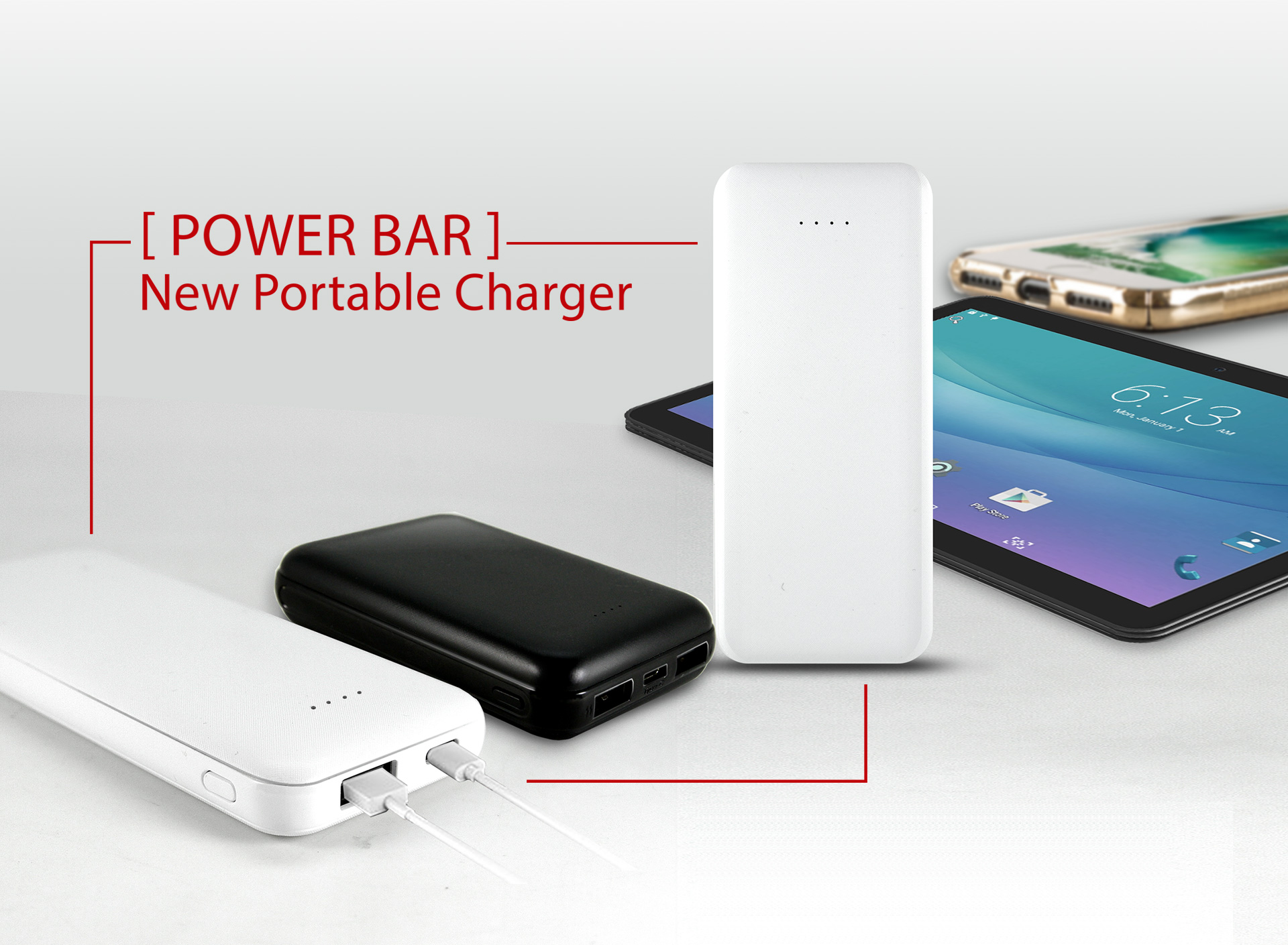 Power Bar Portable Charger Power Bank Slim