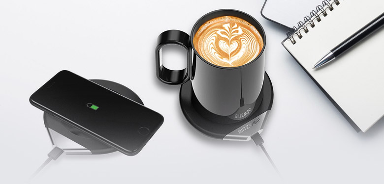 BlitzWolf Smart Coffee Mug Warmer & Qi Wireless Charger – Office Human