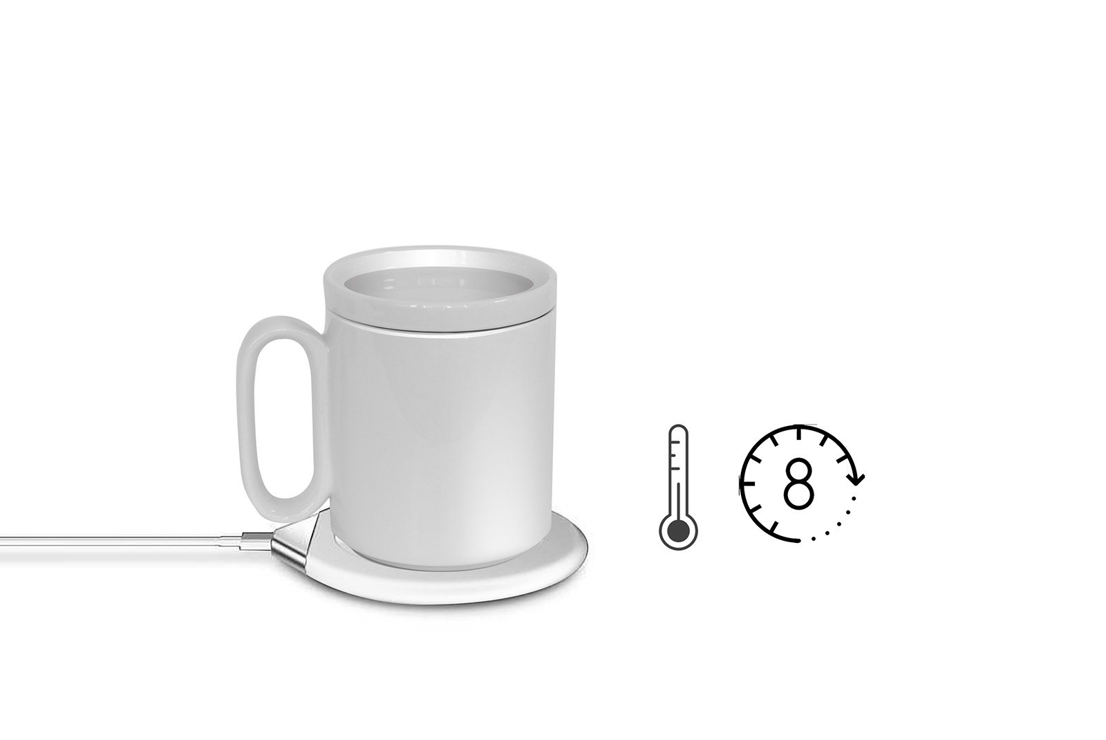 Ui Mug & Heater / Wireless Charger Set - Black Walnut by OHOM - Fy