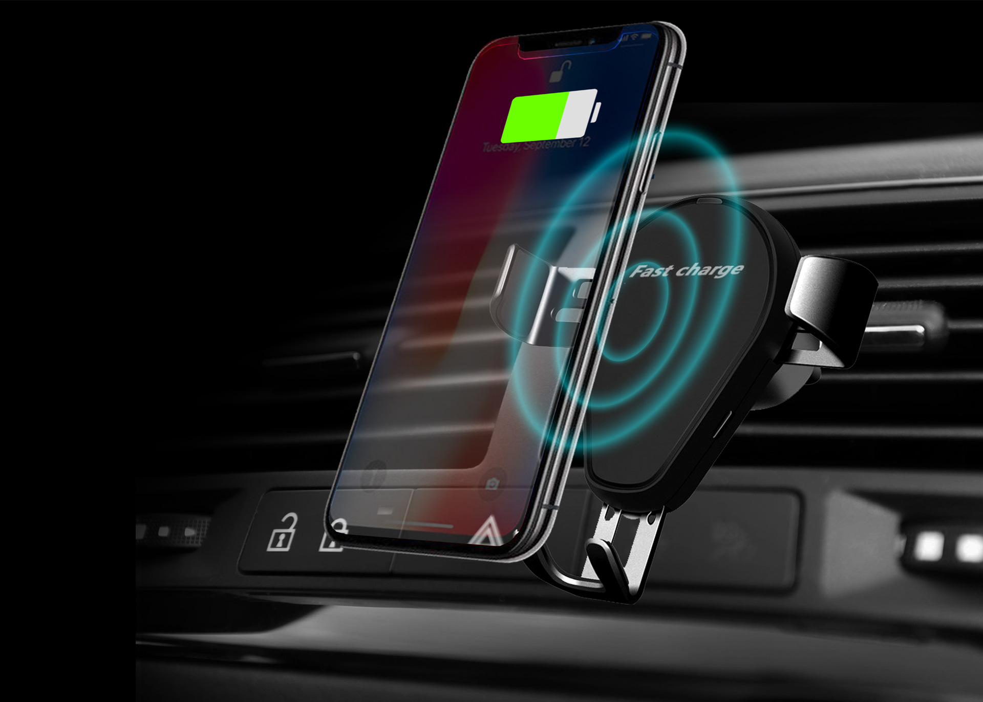 iMojo FC06 Air Vent Gravity Mount Wireless Charger